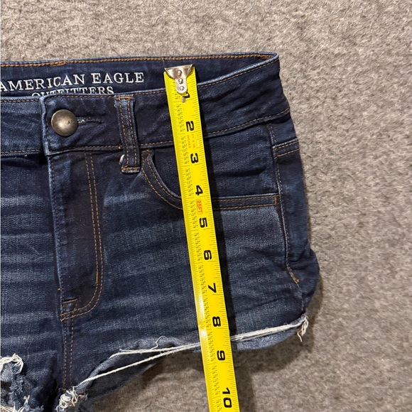 American Eagle Hi Rise Cheeky Shortie Jean Shorts Womens 6 blue Micro Mini Denim - Picture 3 of 9